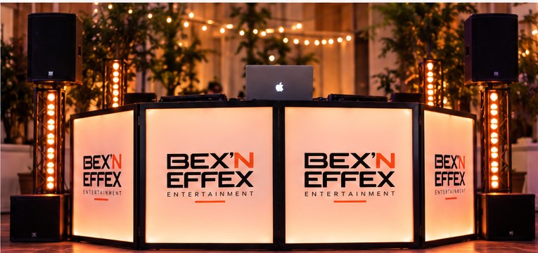 Four-panel illuminated Bex 'n Effex DJ booth concept