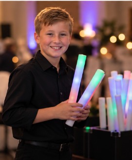 Cooper ready with colorful glow sticks